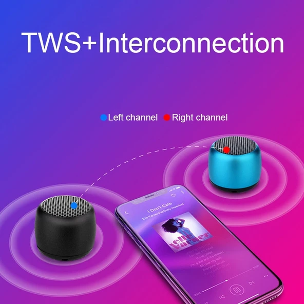 Mini Kablosuz Bluetooth Hoparlör TWS Çiftli Mavi Su Geçirmez Akıllı Gürültü Engelleme - 4