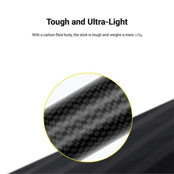 3 Metre Karbon Fiber Uzatılabilir Görünmez Selfie Çubuğu Insta360 DJI GoPro Spor Kameralar İçin - 5