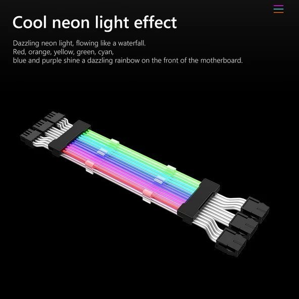 Çift 8 Pinli Ekran Kartı Güç Kablosu Beyaz 5V ARGB Neon Renkli Hat - 6