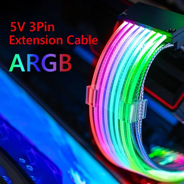 Çift 8 Pinli Ekran Kartı Güç Kablosu Beyaz 5V ARGB Neon Renkli Hat - 9