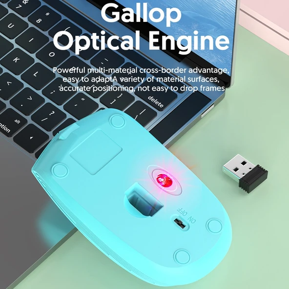 811 3 Tuşlu Mini Kablosuz Laptop Optik Mouse Çift Mod Pembe - 5