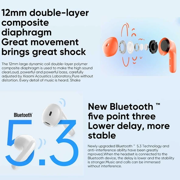 Orijinal Xiaomi Redmi Buds 4 Lite TWS Bluetooth 53 Gürültü Azaltmalı Kulaklık Beyaz - 4