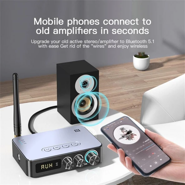 M9 Pro Bluetooth 5.1 Alıcı Verici FM Radyo NFC Ses Adaptörü - 8