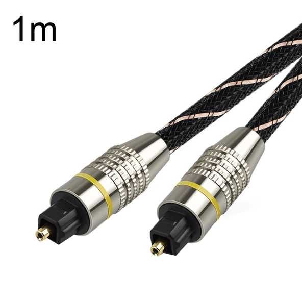 EMK HB A6 0 SPDIF Dijital Yüksek Çözünürlüklü Ses Optik Fiber Kablosu 1 Metre Siyah Beyaz Örgü