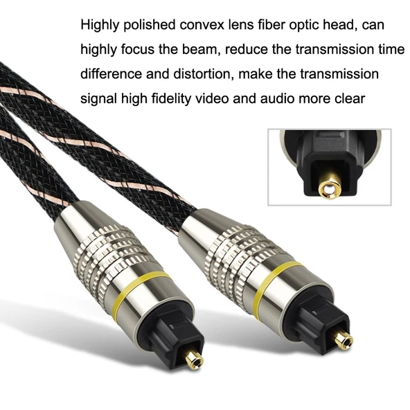 EMK HB A6 0 SPDIF Dijital Yüksek Çözünürlüklü Ses Optik Fiber Kablosu 1 Metre Siyah Beyaz Örgü - 3