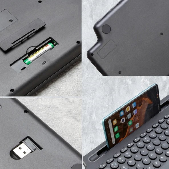 2.4G Bluetooth Kablosuz Klavye Kart Yuvalı Standlı Dokunmatik Panelsiz - 4