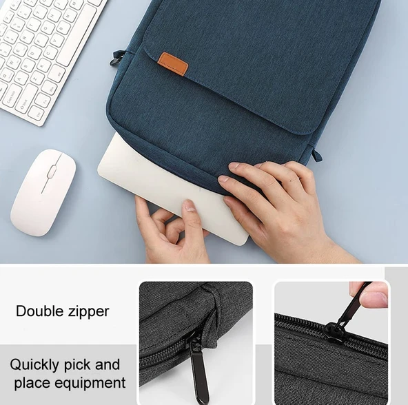 Dikey Laptop Çantası El ve Omuz Askılı 13 Inç Açık Gri - 4