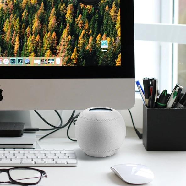 HomePod Mini Akıllı Hoparlör Toz Kapağı 2'li Set Açık Gri Esnek Kumaş - 6