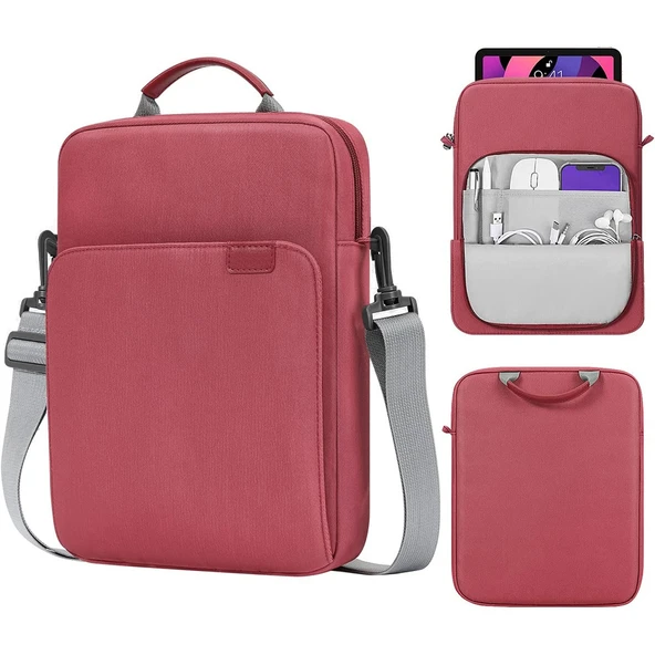 Dikey Laptop Çantası El ve Omuz Askılı 13 Inç Bordo - 1