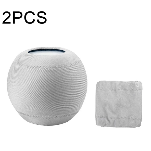 HomePod Mini Akıllı Hoparlör Toz Kapağı 2'li Set Açık Gri Esnek Kumaş