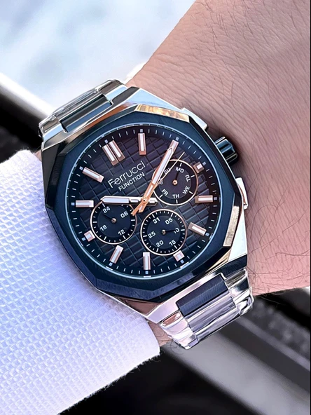 Ferrucci 2 Yıl Garantili Çelik Kordon İç Kadran Özellikleri Aktif 3 Atm Erkek Kol Saati EF.03372.03 - 2