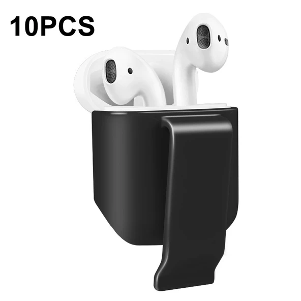AirPods 2 Uyumlu Siyah Taşınabilir Kemer Askılı Koruyucu Kılıf 10'lu Set