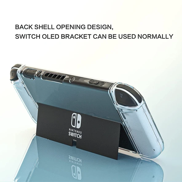 Switch OLED Konsol için Depolama Çantası Kristal Kılıf Rocker Kapak 6lı Temperli Film Seti - 3