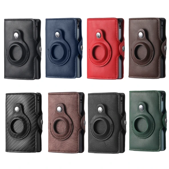 FY2108 Metal Kartlık AirTag Uyumlu Crazy Horse Siyah - 6
