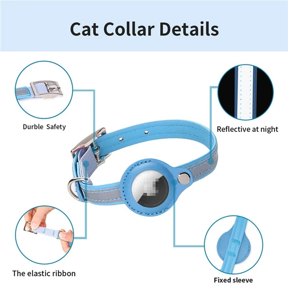 AirTag İzleyici Koruyucu Kılıfı Siyah XS Boy PU Kedi Tasması - 3
