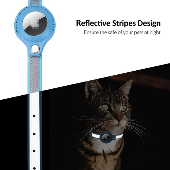 AirTag İzleyici Koruyucu Kılıfı Siyah XS Boy PU Kedi Tasması - 4