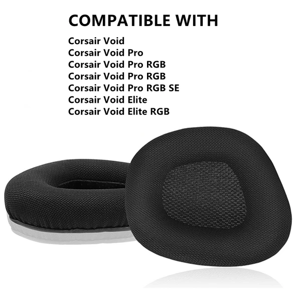 Corsair Void Pro Elite Uyumlu 2'li Siyah Izgara Kulaklık Yastığı - 3