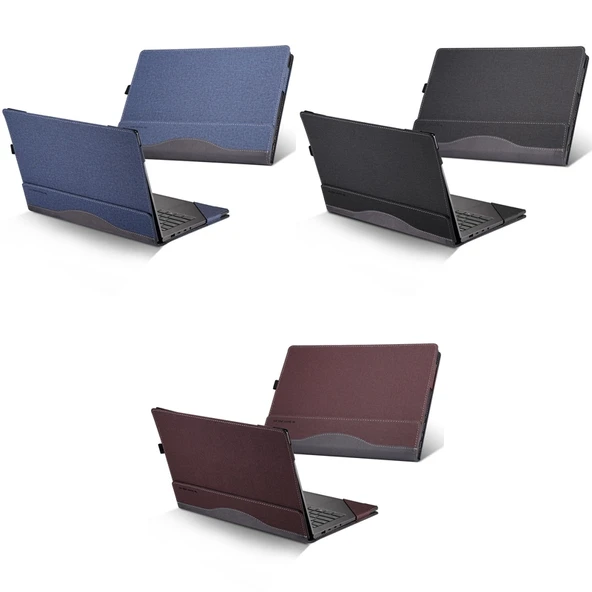 HP Envy X360 15 Serisi PU Deri Laptop Koruyucu Kılıf Mavi - 2