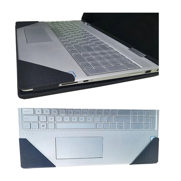HP Envy X360 15 Serisi PU Deri Laptop Koruyucu Kılıf Mavi - 4