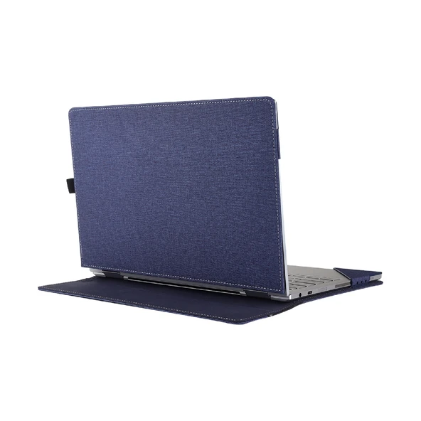 Çok Fonksiyonlu PU Deri Laptop Kılıfı Standlı 15.6 İnç Mavi - 3