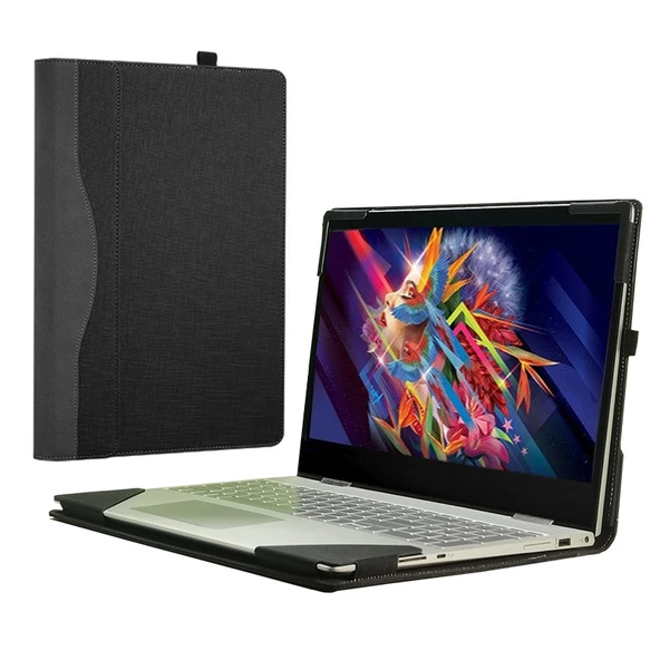 HP Envy X360 15 Serisi PU Deri Laptop Koruyucu Kılıf Mavi - 3