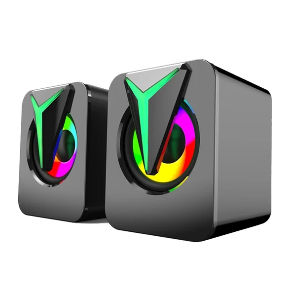 FT 25 1 RGB Renkli Aydınlatmalı Masaüstü Bilgisayar Hoparlörü Siyah