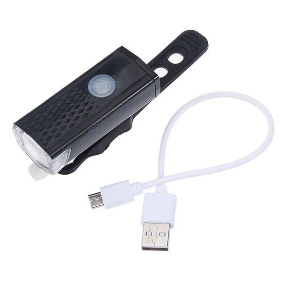 USB Şarjlı Su Geçirmez Bisiklet Farı ve Arka Işık Seti Siyah - 8