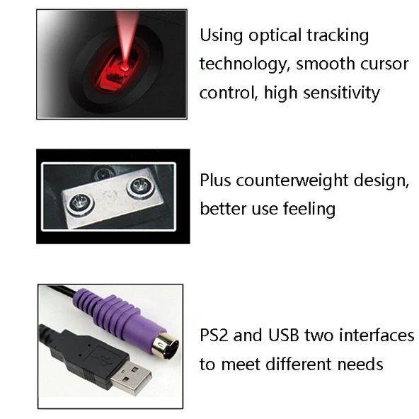 2 Adet Cadeva 006 Kablolu 3 Tuşlu Bilgisayar Mouse USB Arayüzü - 4