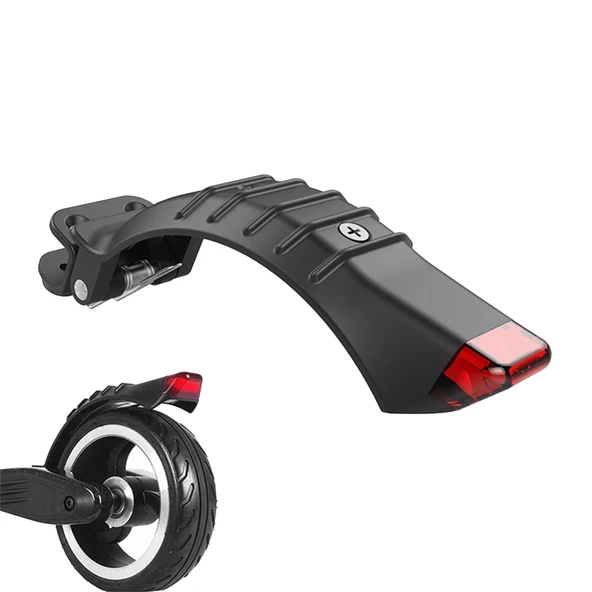 5 5.5 6.5 Inç Elektrikli Scooter Karbon Fiber Alüminyum Arka Çamurluk LED Stop Lambalı Siyah