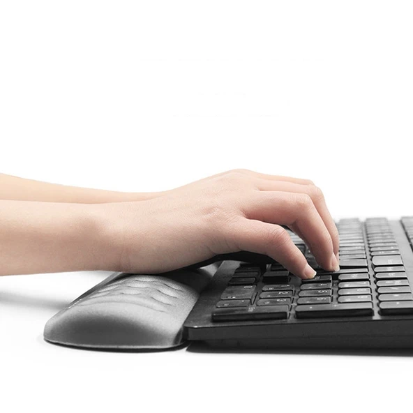 Baona Silikon Hafızalı Pamuklu Bilek Destekli Masaj Delikli Büyük Klavye Mouse Pedi Siyah - 5