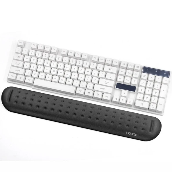 Baona Silikon Hafızalı Pamuklu Bilek Destekli Masaj Delikli Büyük Klavye Mouse Pedi Siyah