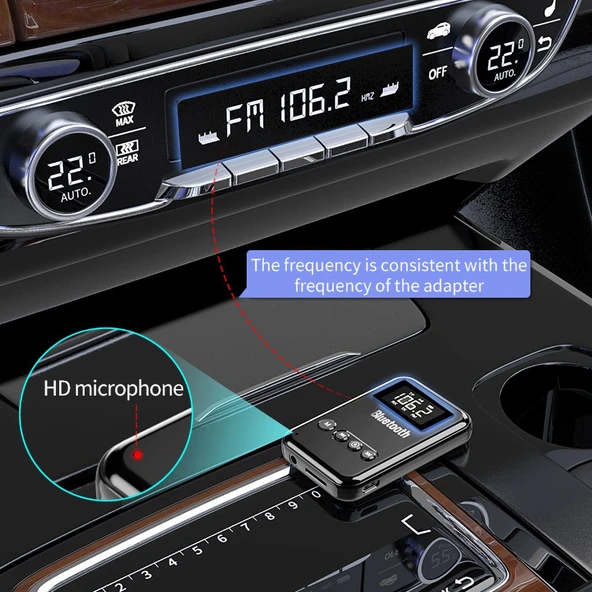 K6 Bluetooth 5.0 Alıcı Verici 2'si 1 Arada Adaptör Bilgisayar Hoparlör Araba FM Siyah - 3
