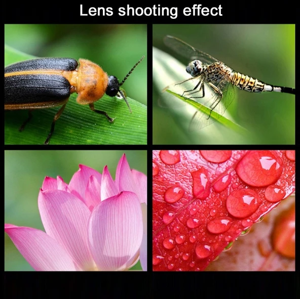 2 Parça 0.45X Ultra Geniş Açı Makro Kombinasyonlu Telefon Dış Lens Klipsi Siyah - 6