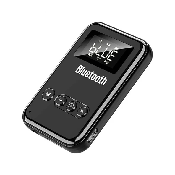 K6 Bluetooth 5.0 Alıcı Verici 2'si 1 Arada Adaptör Bilgisayar Hoparlör Araba FM Siyah
