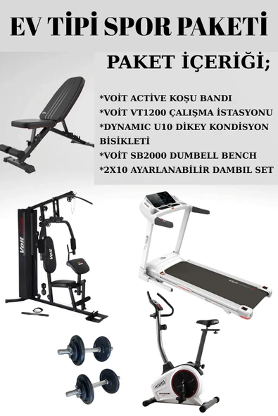 EV TİPİ SPOR PAKETİ(KOŞU BANDI, ÇALIŞMA İSTASYONU, KONDİSYON BİSİKLETİ, DAMBIL SET)