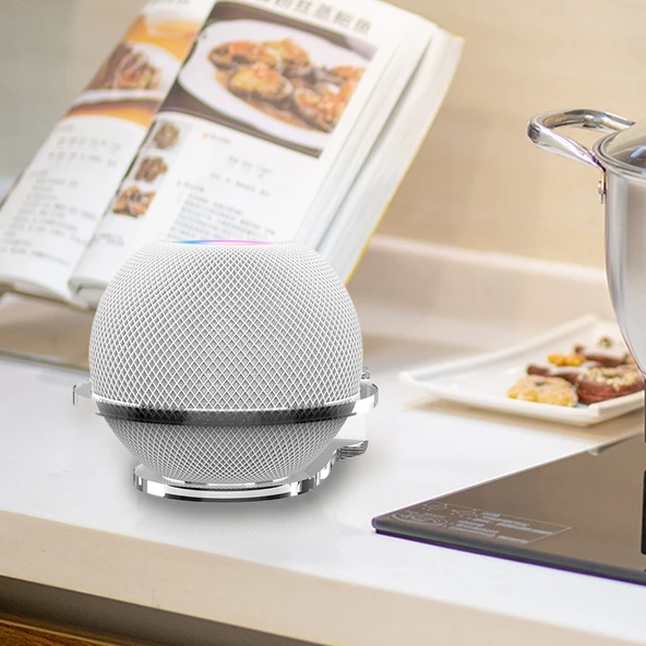 Apple HomePod Mini Duvara Monte Masaüstü Akrilik Tutucu Beyaz - 6