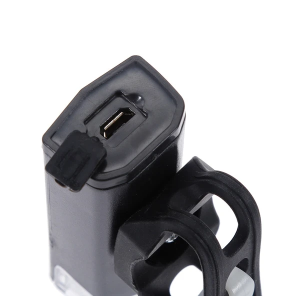 USB Şarjlı Su Geçirmez Bisiklet Farı ve Arka Işık Seti Siyah - 9
