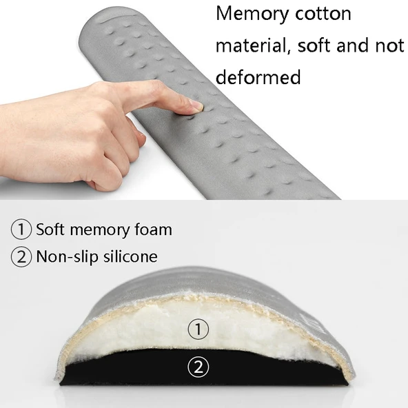 Baona Silikon Hafızalı Pamuklu Bilek Destekli Masaj Delikli Büyük Klavye Mouse Pedi Siyah - 3