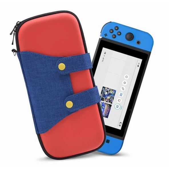 Nintendo Switch Konsol Taşıma Çantası Kırmızı 10 Kartlık - 6