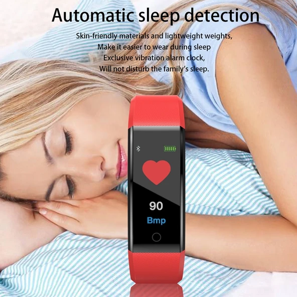 ID115 Plus Akıllı Bileklik Siyah Fitness Nabız Ölçer Kan Basıncı Adım Sayar Sağlık Koşu Spor Akıllı Saat - 5