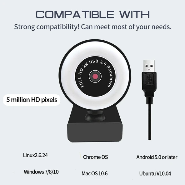 A9mini USB Sürücüsüz HD Dolgu Işıklı Mikrofonlu Kamera 2K 1080P - 6