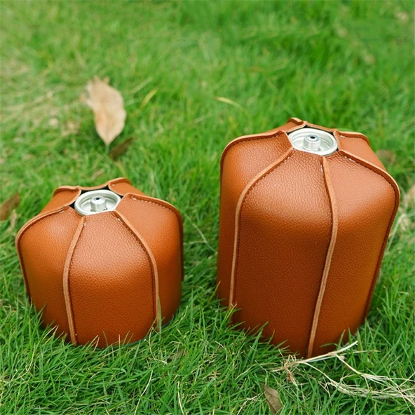 230g Gaz Tankı İçin PU Deri Koruyucu Kılıf Outdoor Kamp Düz Gaz Tankı - 4