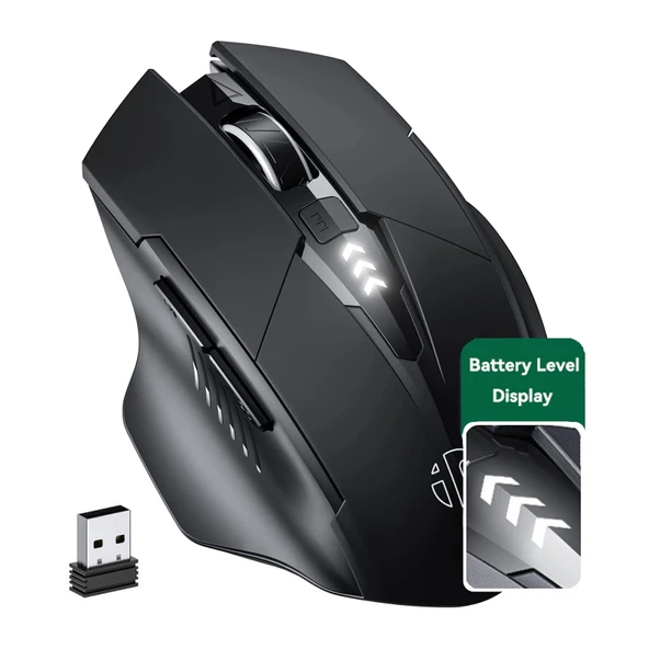 Inphic A1 6 Tuşlu 1000 1200 1600 DPI Kablosuz Mekanik Oyun Mouse Siyah Bluetooth 40 ve 50 Destekli