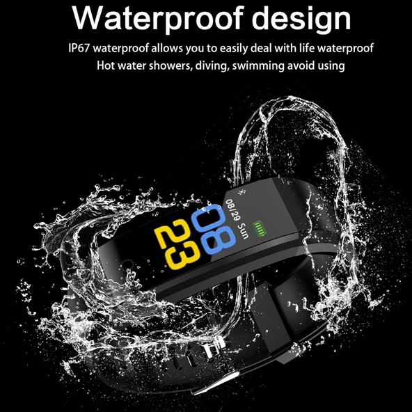 ID115 Plus Akıllı Bileklik Mor Renk Fitness Nabız Ölçer Kan Basıncı Adım Sayar Spor Saat IOS Android Uyumlu - 7