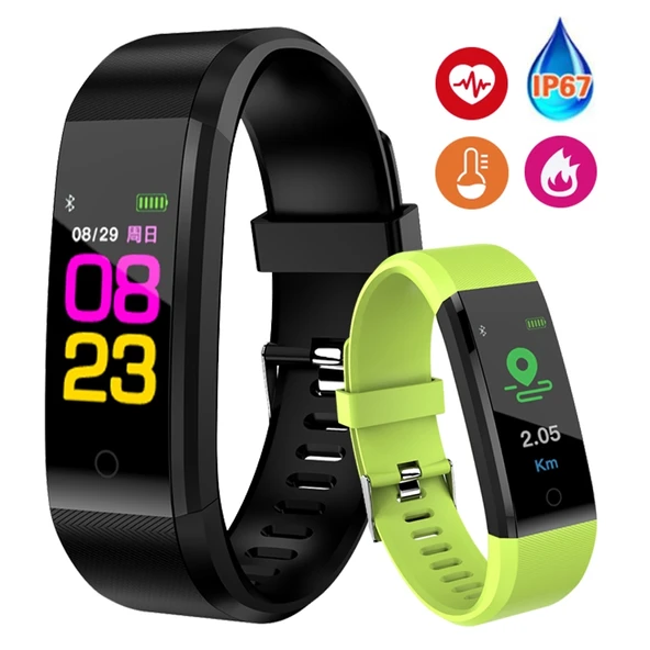 ID115 Plus Akıllı Bileklik Mor Renk Fitness Nabız Ölçer Kan Basıncı Adım Sayar Spor Saat IOS Android Uyumlu - 2
