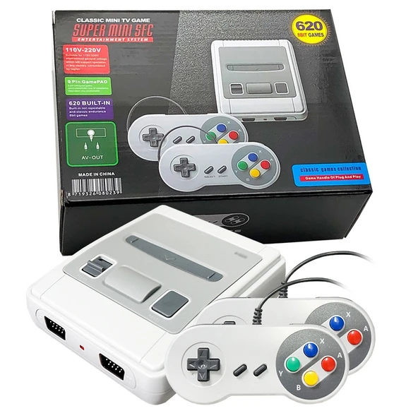 SFC620 Mini 8 Bit TV Oyun Konsolu 620 Dahili Oyun AV Çıkışlı EU Priz - 9