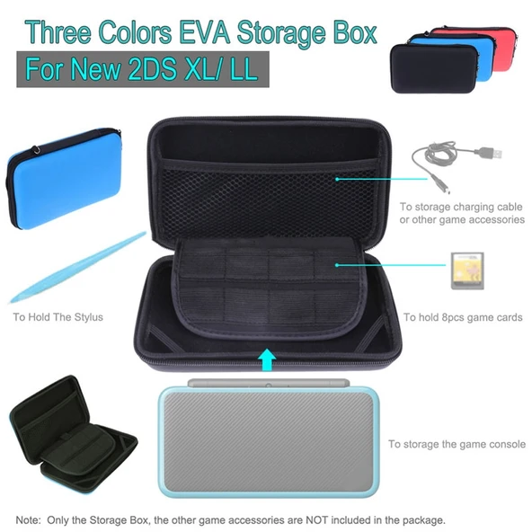 Nintendo 2DS XL Sert EVA Koruyucu Taşıma Kılıfı Siyah - 7