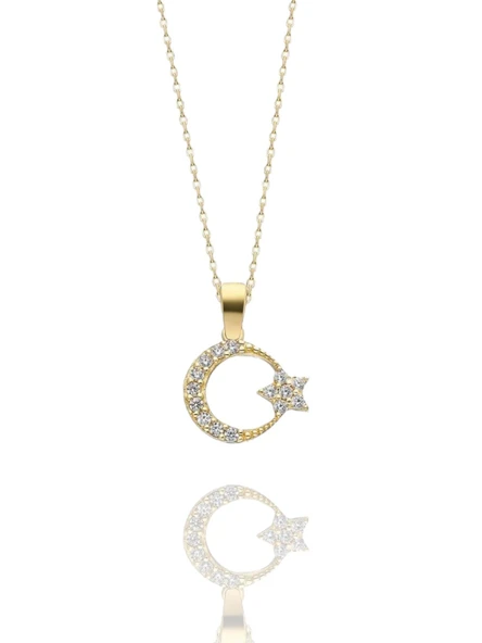 Minik Ayyıldız Çok Şık 14 Ayar Altın Kolye ürün görseli