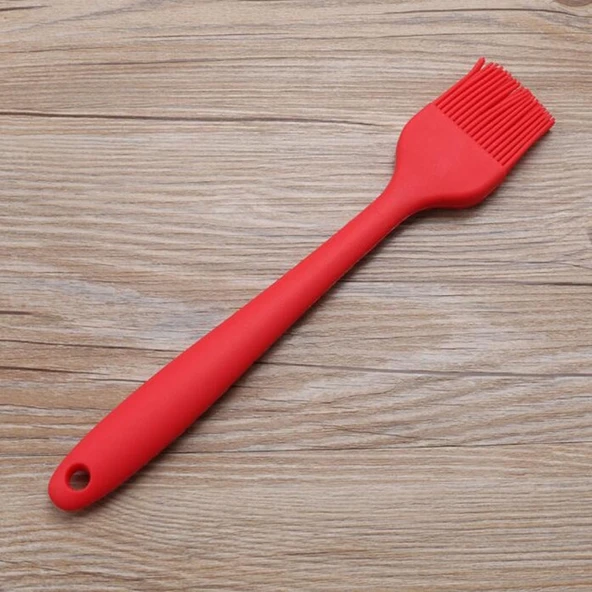 Kırmızı Silikon Fırça Mutfak Barbekü Yağlama Fırçası 21cm