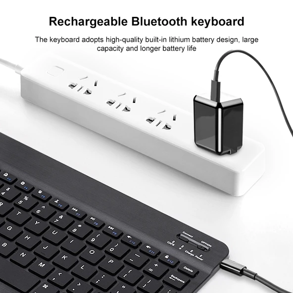 YS 001 Evrensel Mini Kablosuz Bluetooth Klavye 97 101 İnç Tablet ve Telefon Siyah - 9
